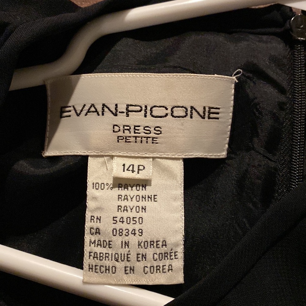 Vintage Evan PICONE black and gold dress size 14 petite - Picture 5 of 6